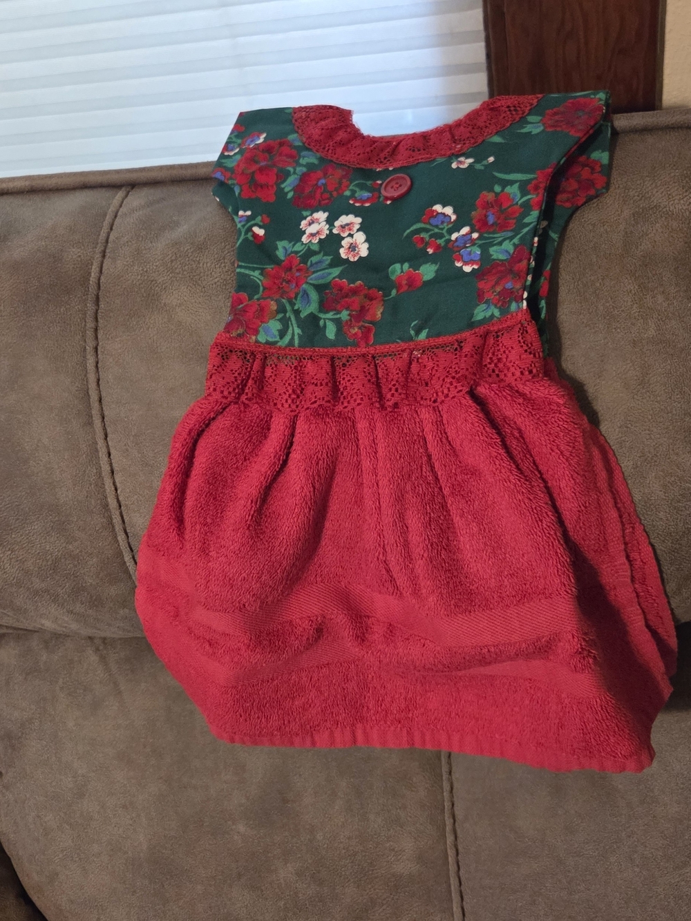Red Floral Kitchen Towel Dress